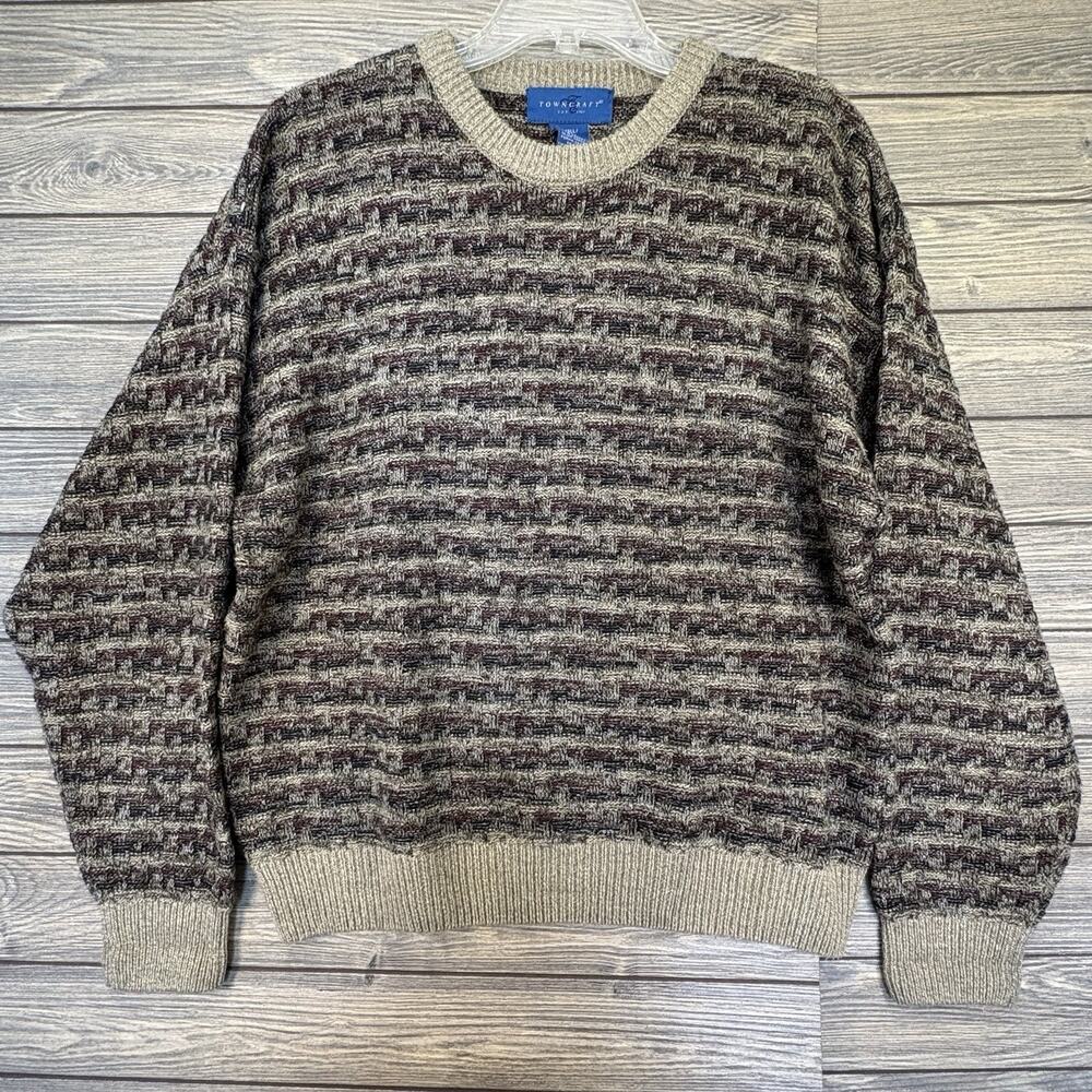 Vintage Towncraft Men's SM Multicolor Crewneck Sweater Grandpa Cosby 90s Acrylic